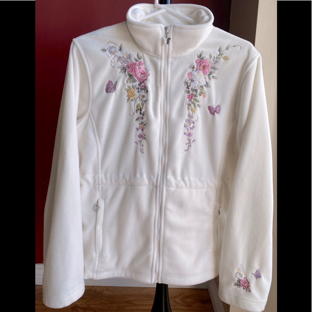 Bradford Exchange Butterfly fleece jacket XL Ivory